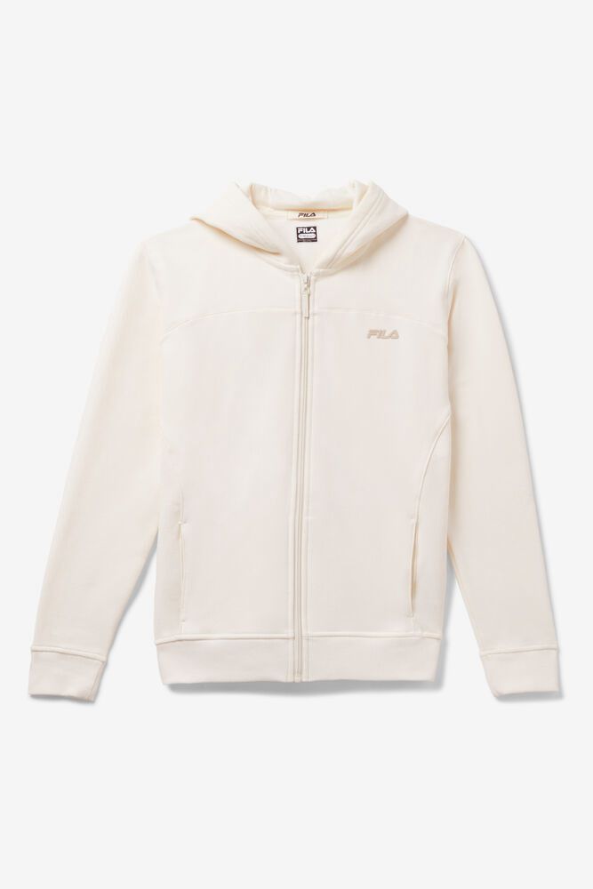 Fila Hoodie Womens White Never Lose Full Zip - Ireland 50742-KQGJ